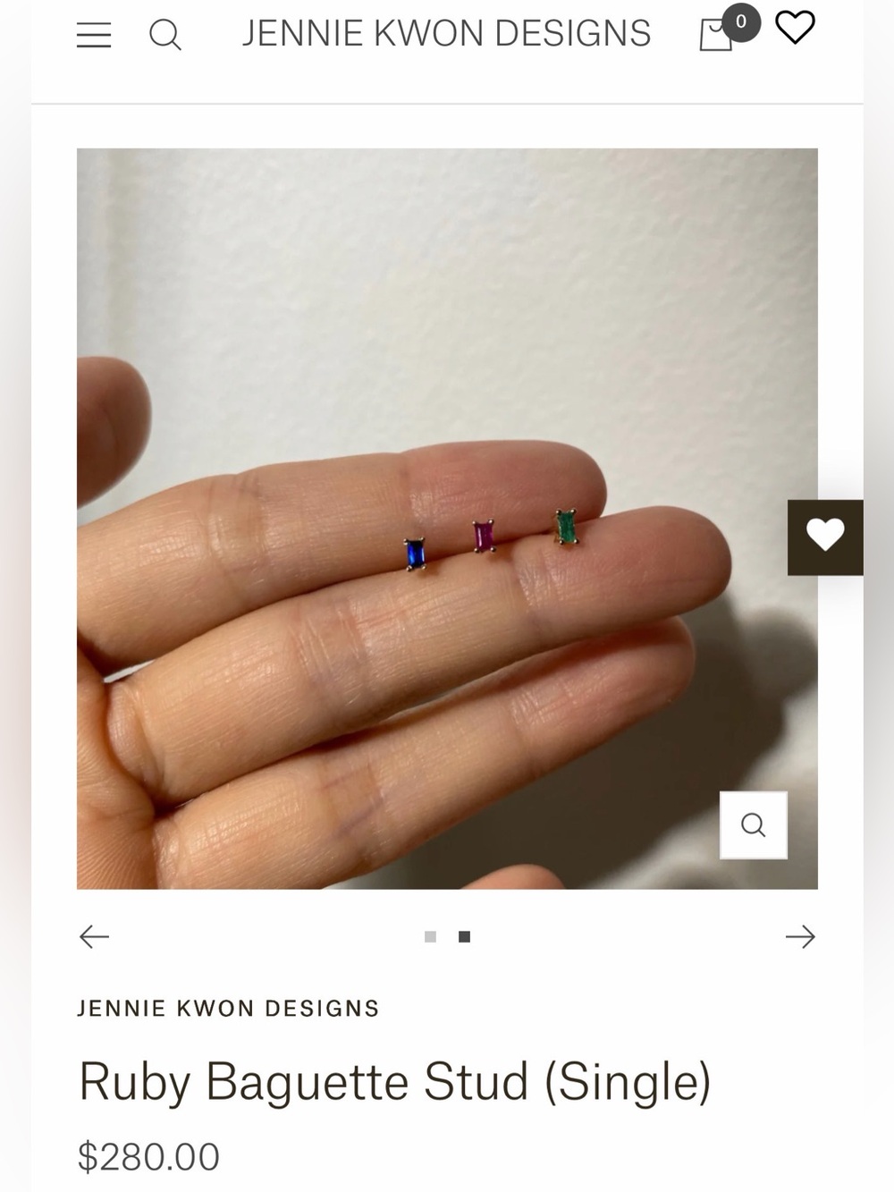 Jennie Kwon Ruby Baguette Stud Earrings (pair) - Picture 2 of 4